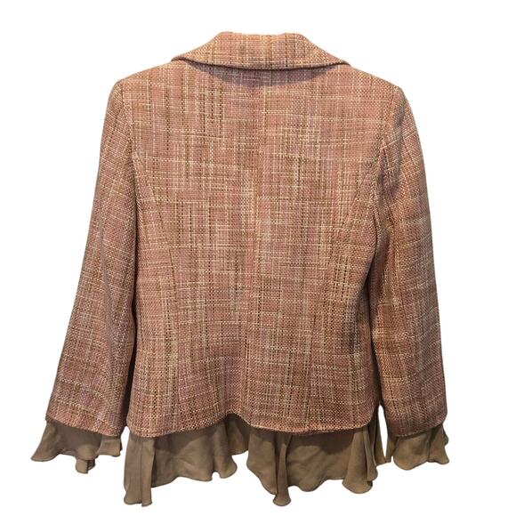 VTG Bill Blass Evening Separates sz 8 pink tweed silk ruffles - Picture 8 of 12